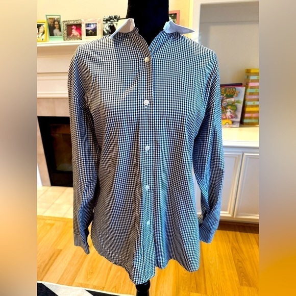 BURBERRYS Vintage Black & White Gingham Button Down 100% Cotton Top Size 10 VGUC - Picture 1 of 8